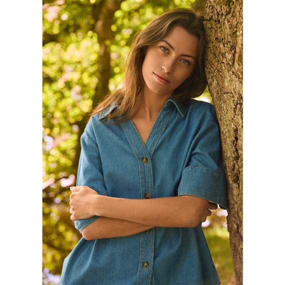 Heartmade Meki Denim Skjorte, Steel Blue